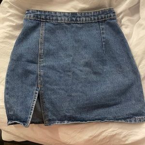 Denim Mini Skirt with a slit